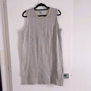 Club Monaco Seersucker Shift Dress in black and white
